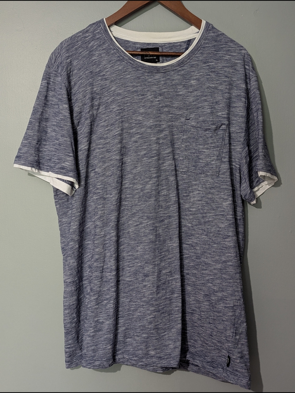 Lois Jeans Cooper Men's Heathered Blue Short Sleeve Pocket Tee Clean Boy